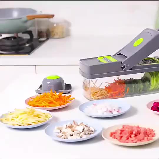 16-In-1 Multifunctional Vegetable Chopper & Slicer with Colander Basket